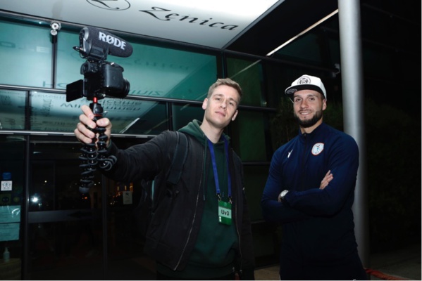 Florian avec Maxime Chanot, footballeur professionnel au New York City FC et international luxembourgeois. Photo de Florian Gautier